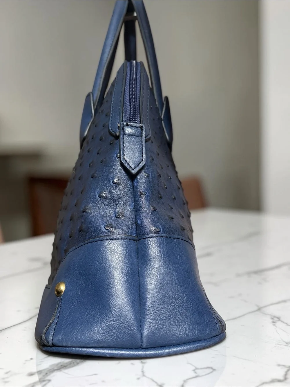 London Fog Navy Textured Dome Satchel